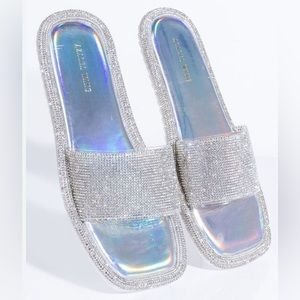Dazzling Silver Slide Sandals